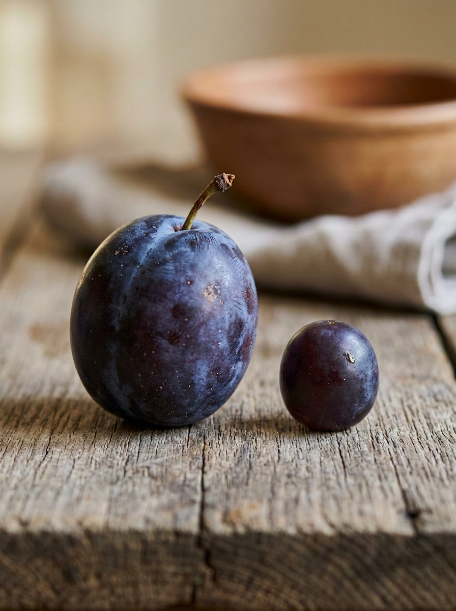 Plum and grape side by side Plum and grape side by side